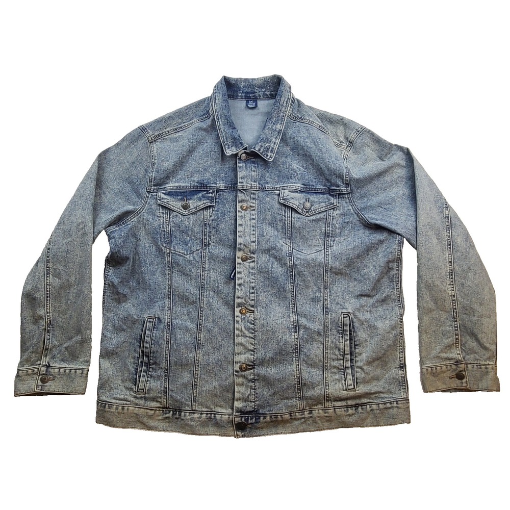 George Denim Jacket Mens 3XL Light Blue Acid Wash Stretch Trucker GM49502YB